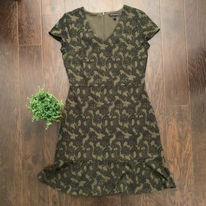 Banana Republic Olive Green Printed A-Line Dress